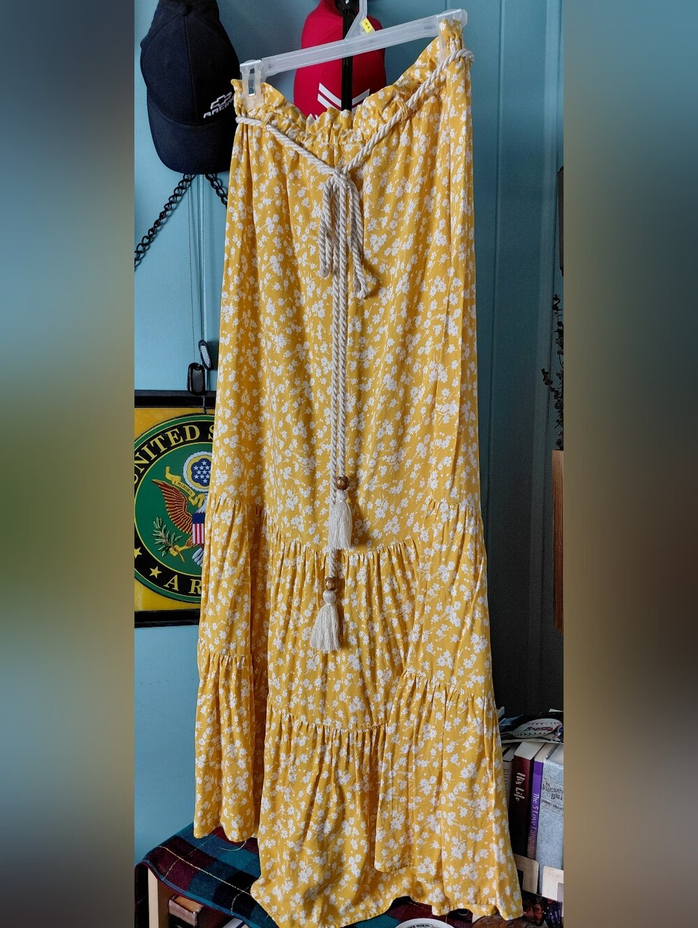 Indigo Rising Yellow Floral Maxi Dress with Tassel Tie